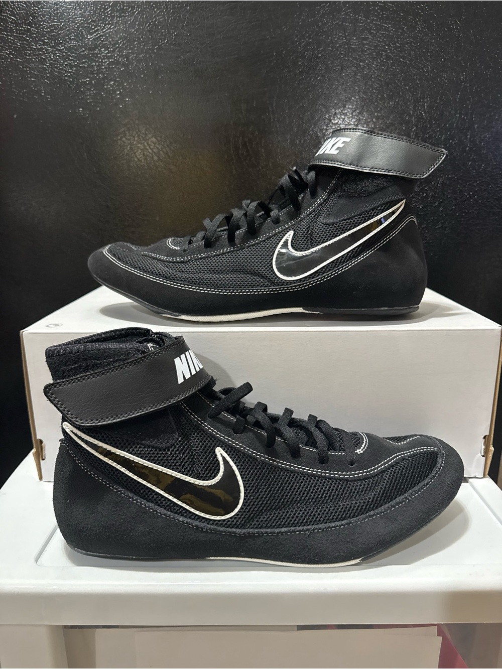 Nike Speed Sweep VII Wrestling Shoes 366683-001 Black White Men's Size 12 MMA